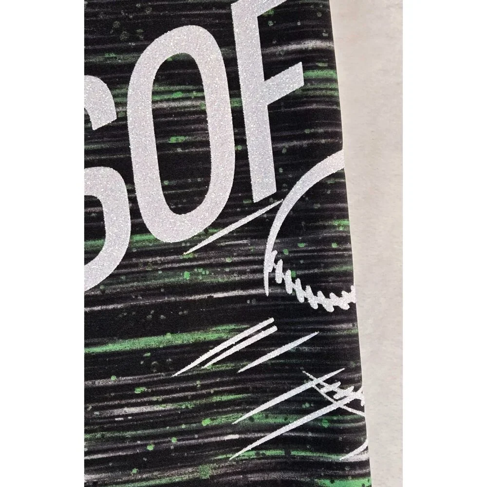 Justice Girls Softball Leggings sz14 Black Multi Color Full Lenght Stretch Sport